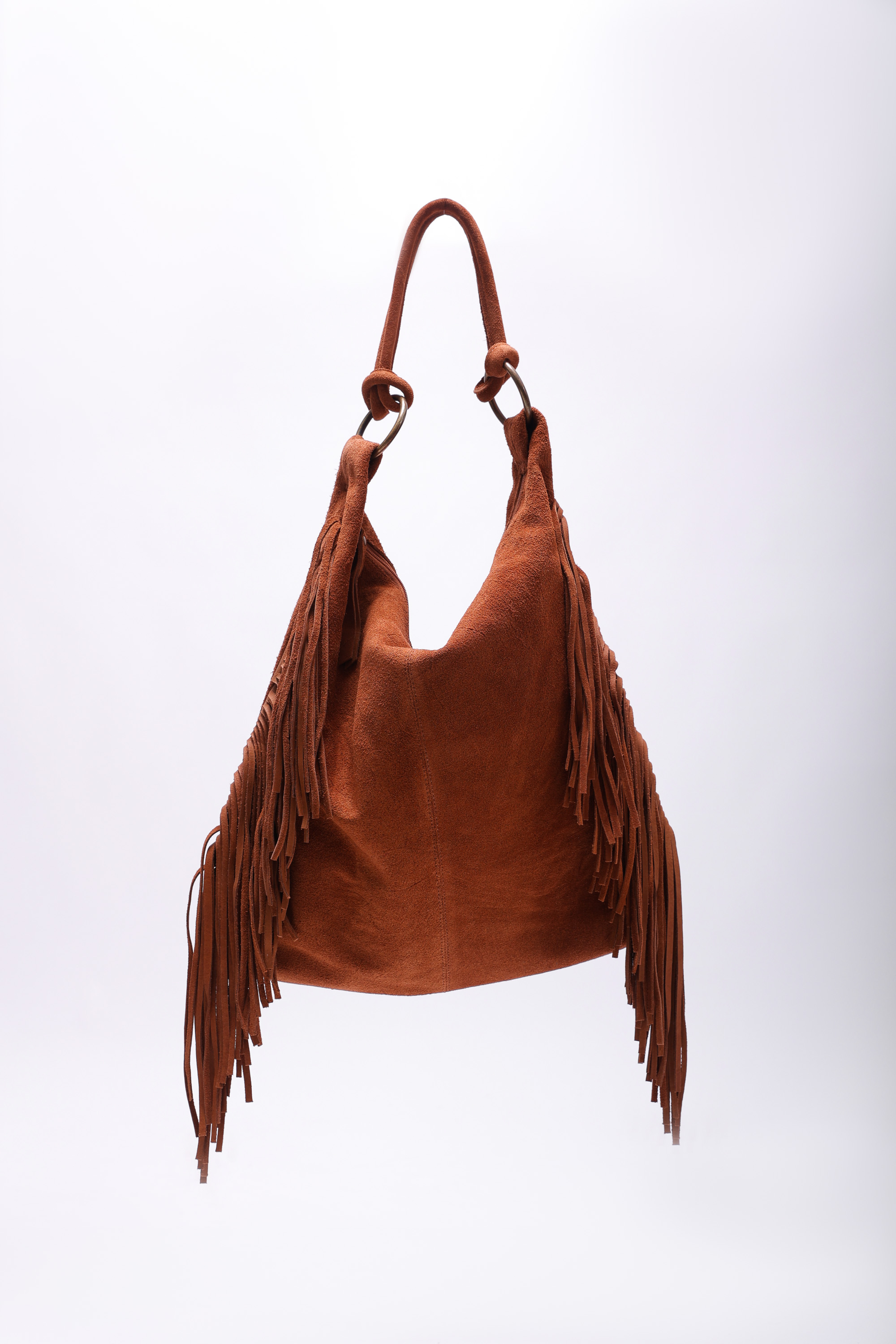 Bolsa de Couro Camurça 100% Legítimo com Franjas - Estilo Boho Chic e ...